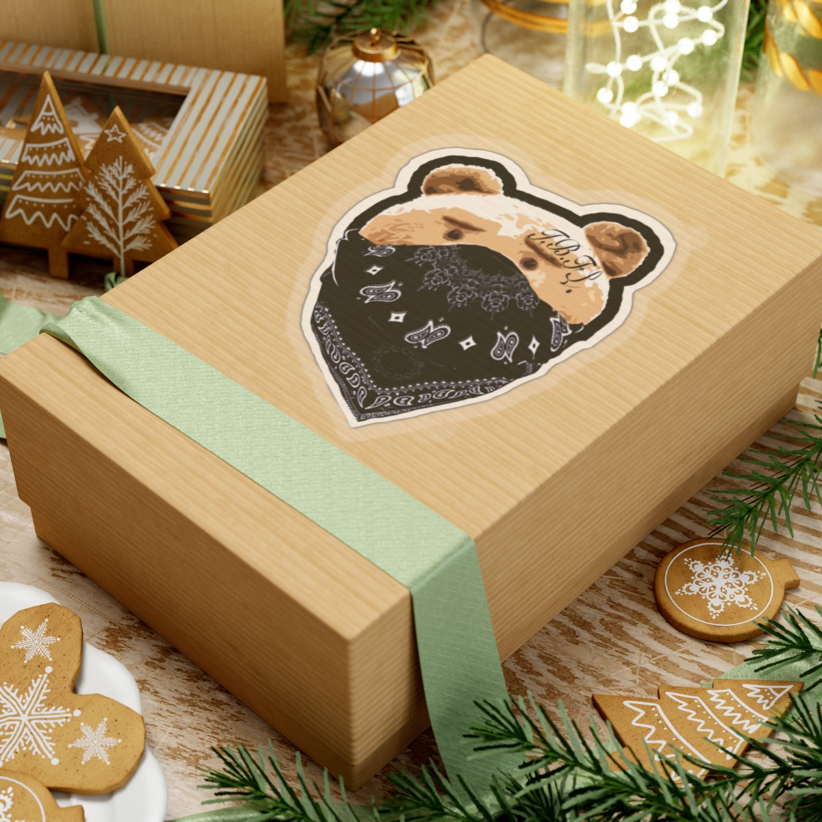 Gangster Teddy Kiss Cut Sticker