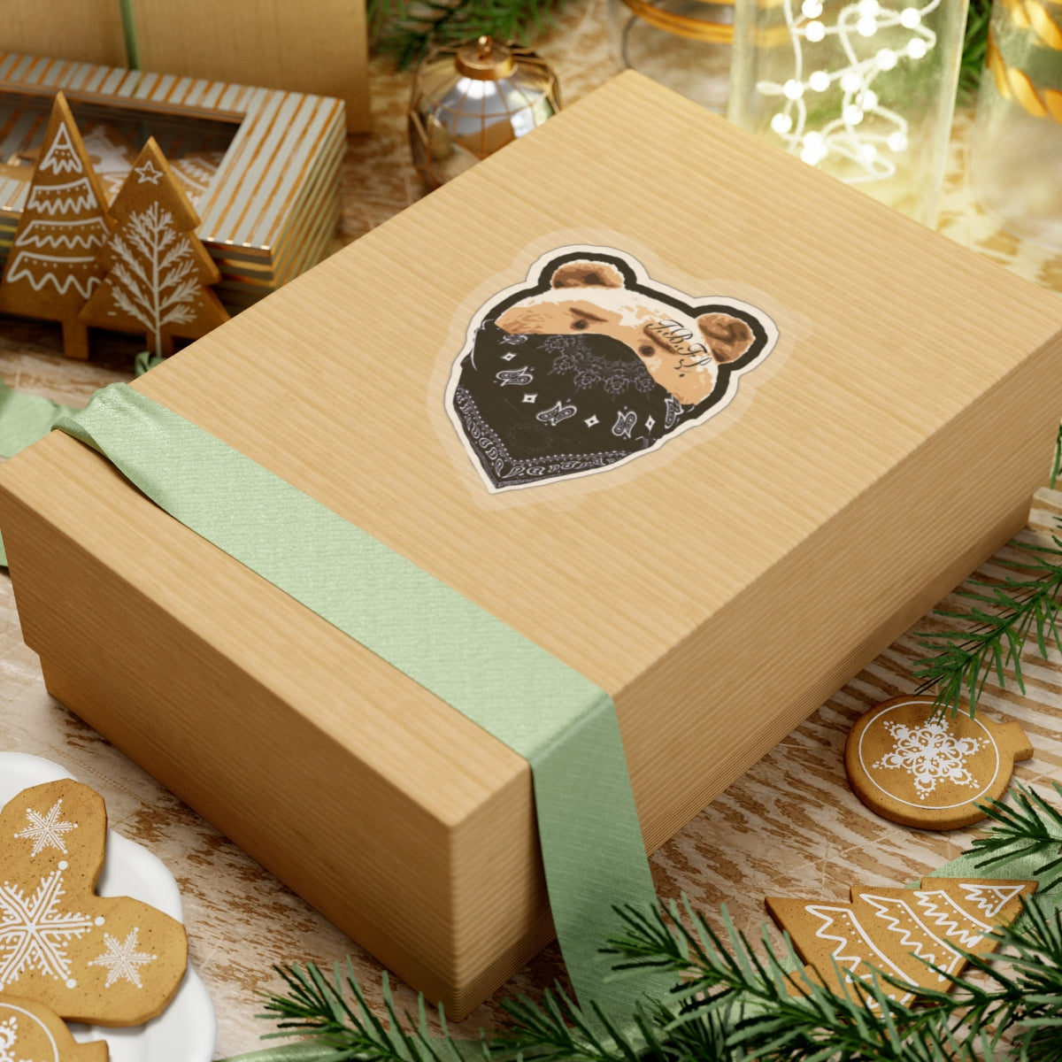 Gangster Teddy Kiss Cut Sticker